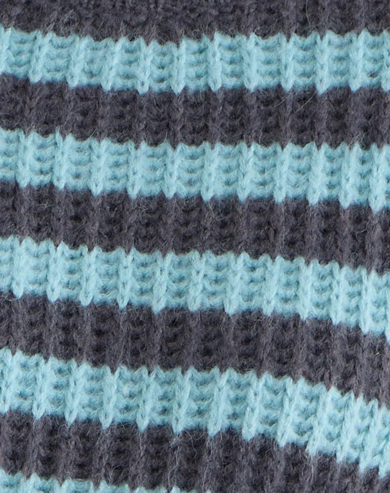 Pull Namirta bleu clair à rayures gris foncé