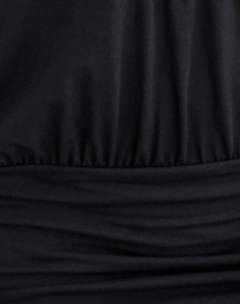 Mini-robe « Bede » à manches longues et décolleté plongeant, couleur noire