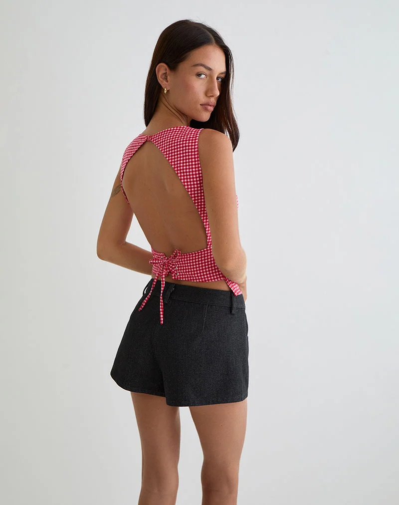 Felia Tie Back Top in Red Gingham