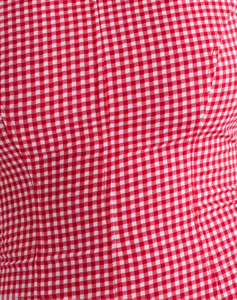 Felia Tie Back Top in Red Gingham