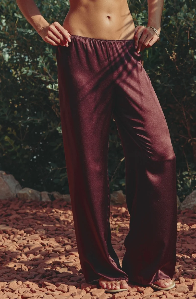 Pantalon Calista en soie brune