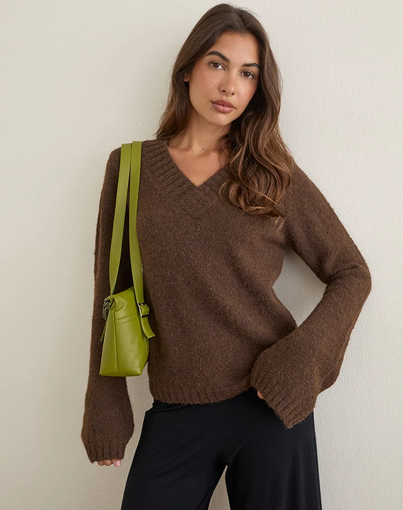 Pull Dinesa en maille marron chocolat