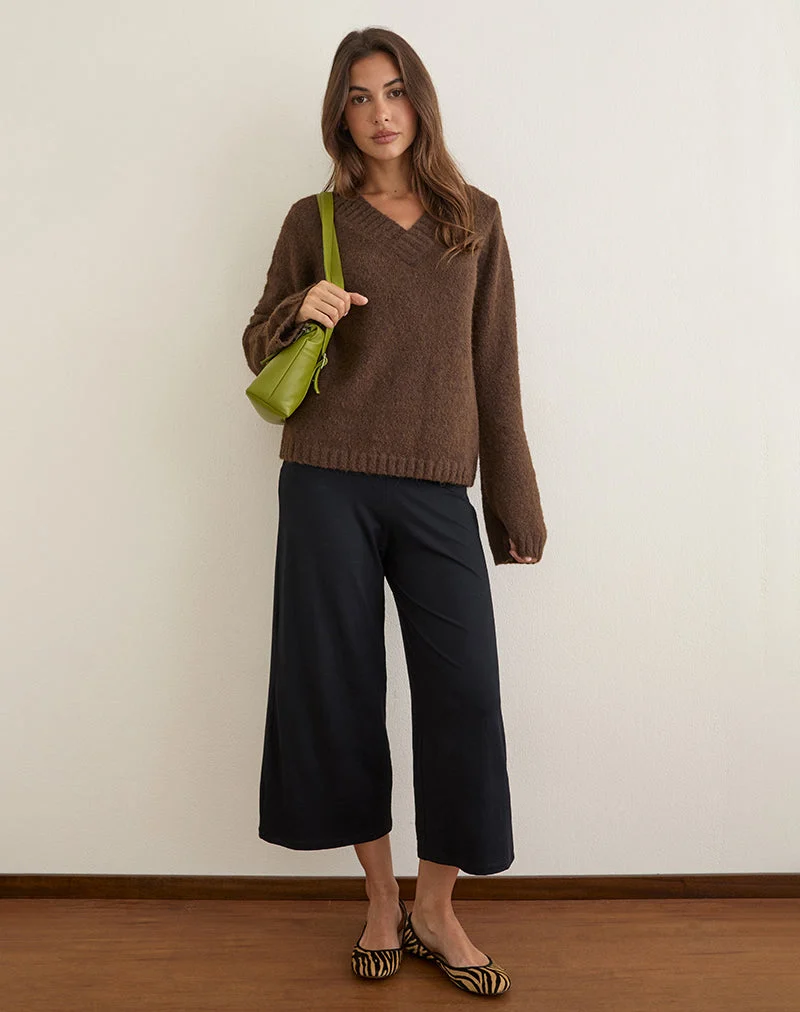 Pull Dinesa en maille marron chocolat