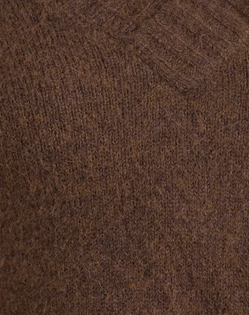 Pull Dinesa en maille marron chocolat