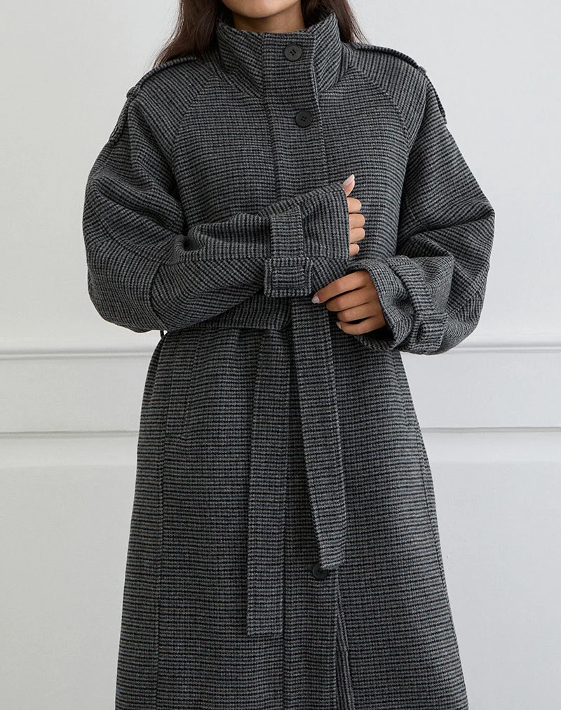 Ravari Trench-coat ceinturé à carreaux anthracite