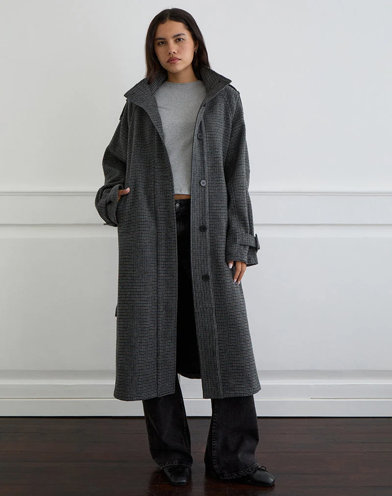 Ravari Trench-coat ceinturé à carreaux anthracite