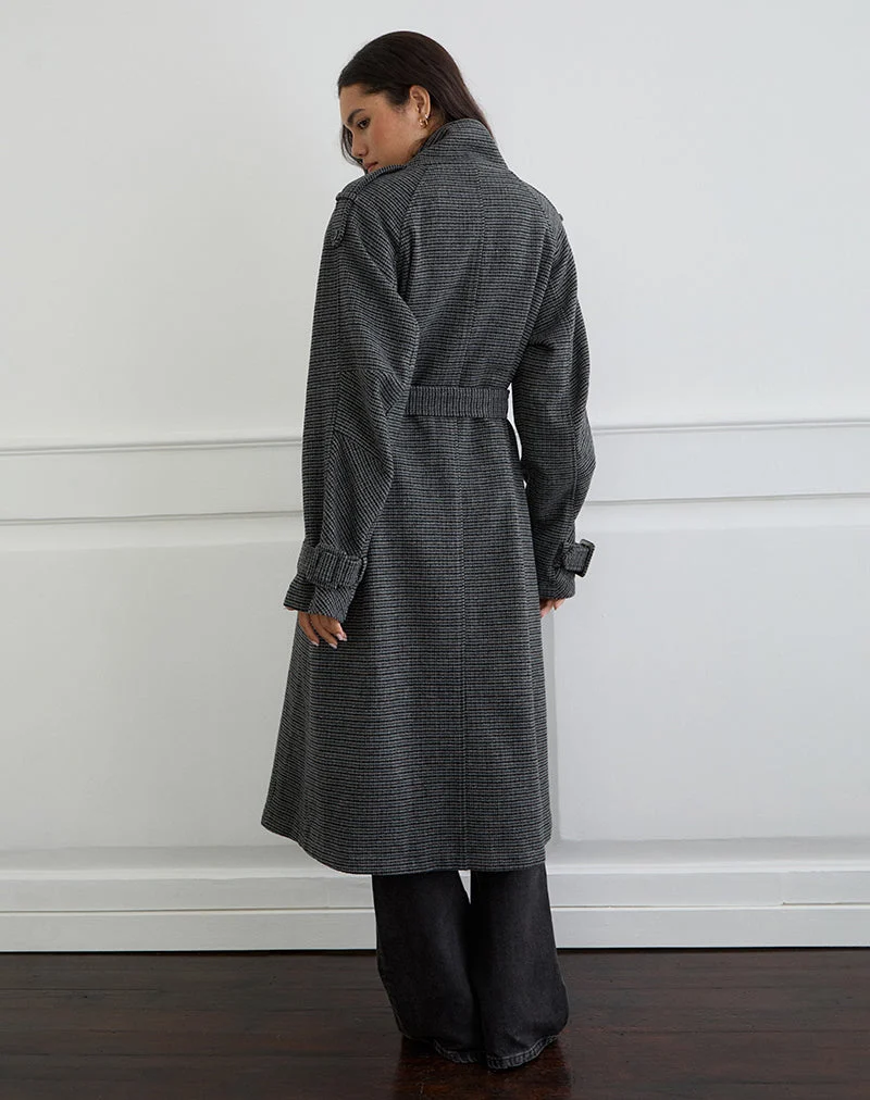 Ravari Trench-coat ceinturé à carreaux anthracite