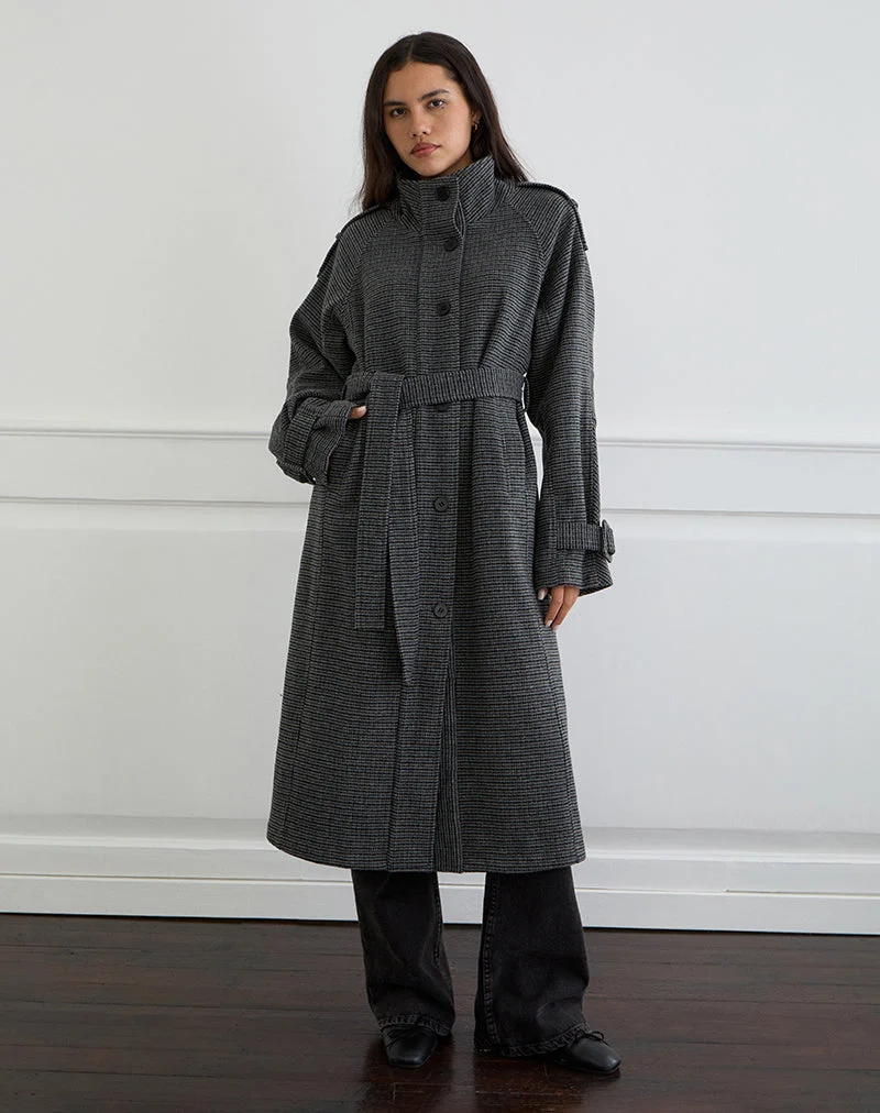 Ravari Trench-coat ceinturé à carreaux anthracite
