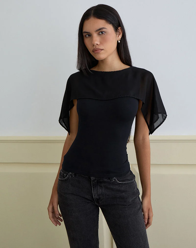 Cirata Top in Rayon Jersey Chiffon Black