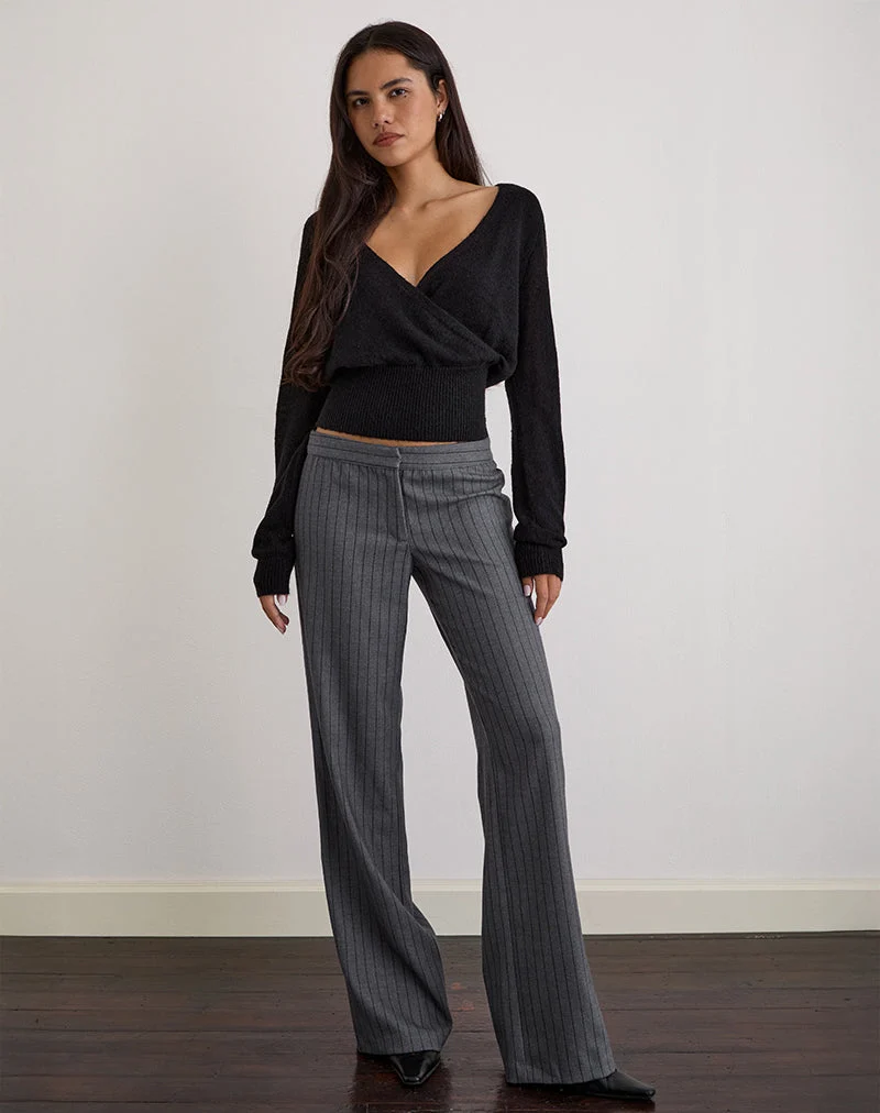 Ganta Slim Trouser in Pinstripe Charcoal (pantalon slim à rayures)