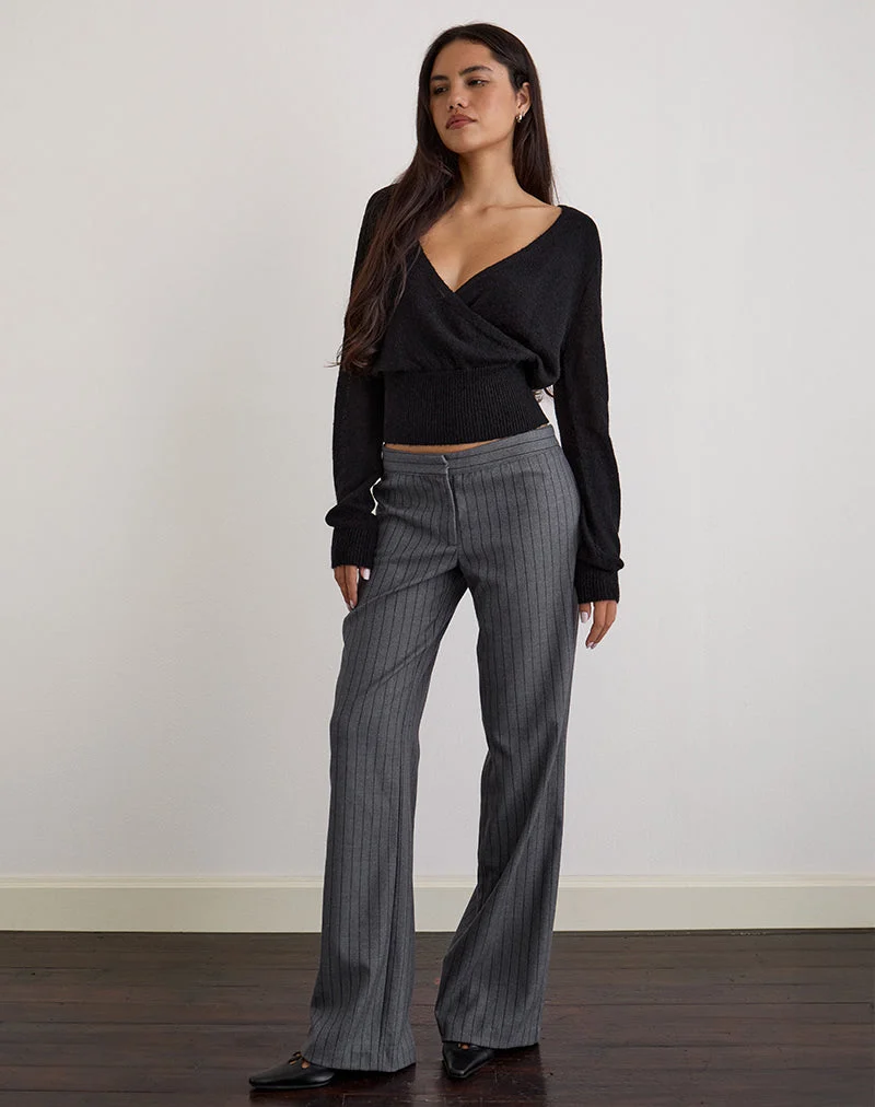 Ganta Slim Trouser in Pinstripe Charcoal (pantalon slim à rayures)
