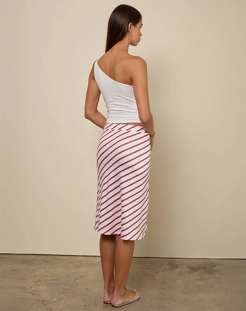 Jupe midi Esmeray à rayures diagonales rose