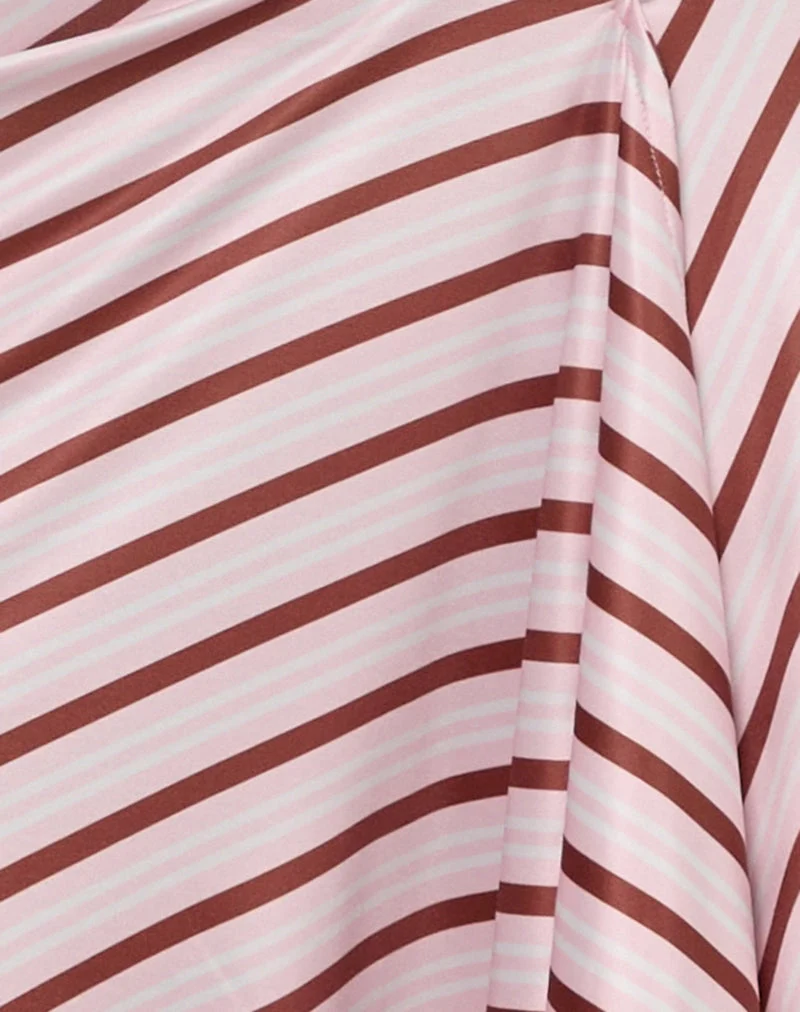 Jupe midi Esmeray à rayures diagonales rose