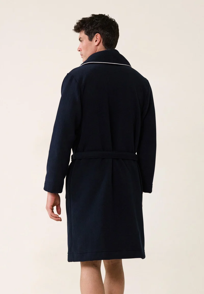 Robe de chambre chaude homme bleu marine avec col châle - Devy Marine