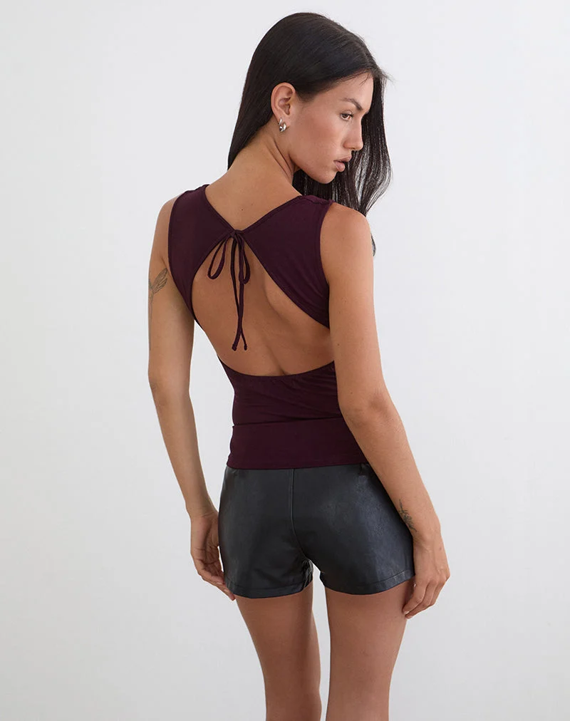 Haut dos nu Imrie en jersey de rayonne, couleur Redwood