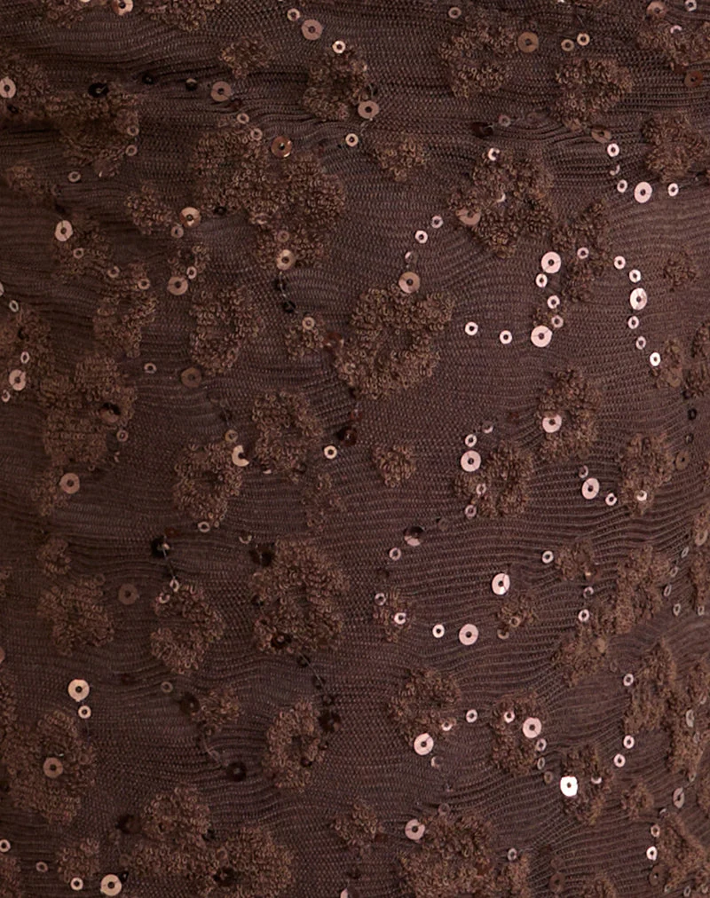 Haut Camilla en maille à paillettes marron
