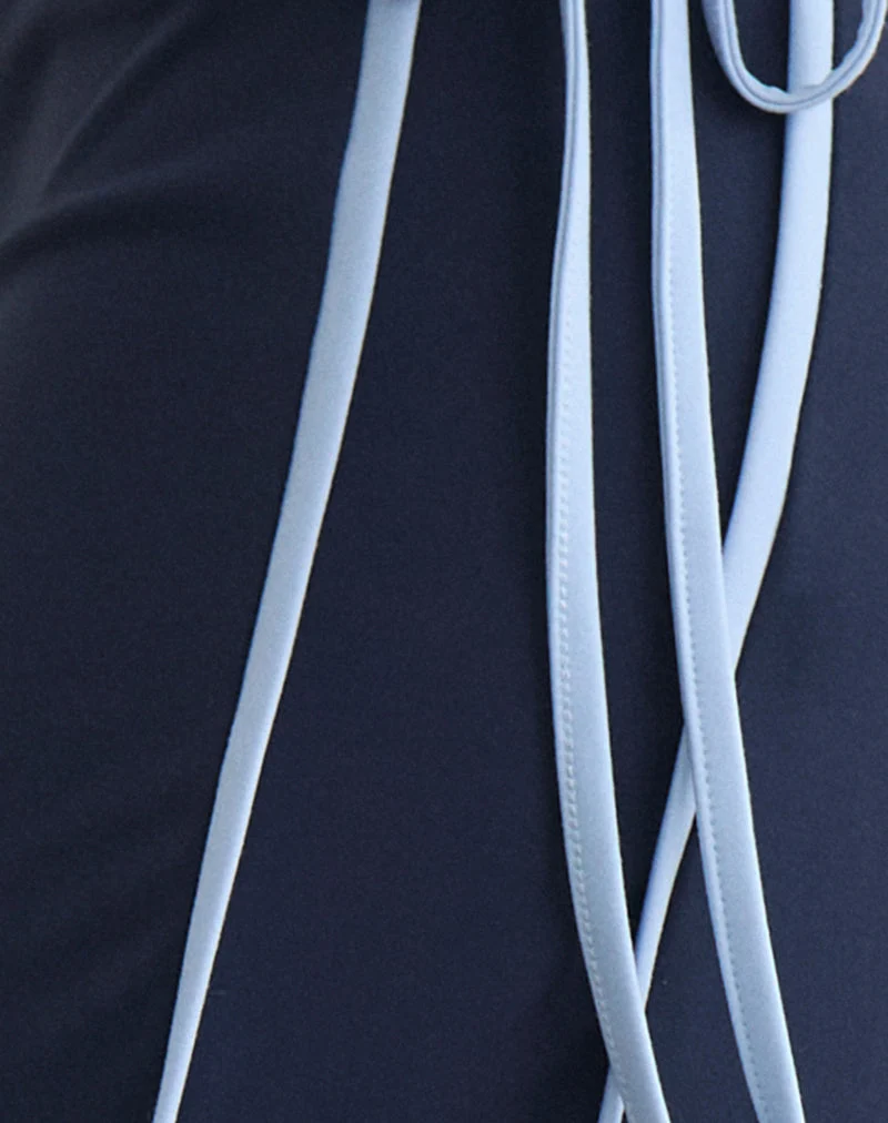 Pantalon Evander bleu marine à rayures bleu clair
