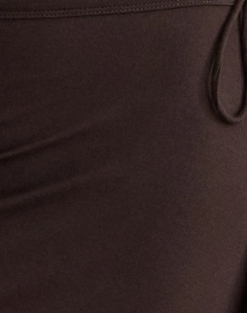 Jupe longue Phemia avec perles, en jersey marron chocolat