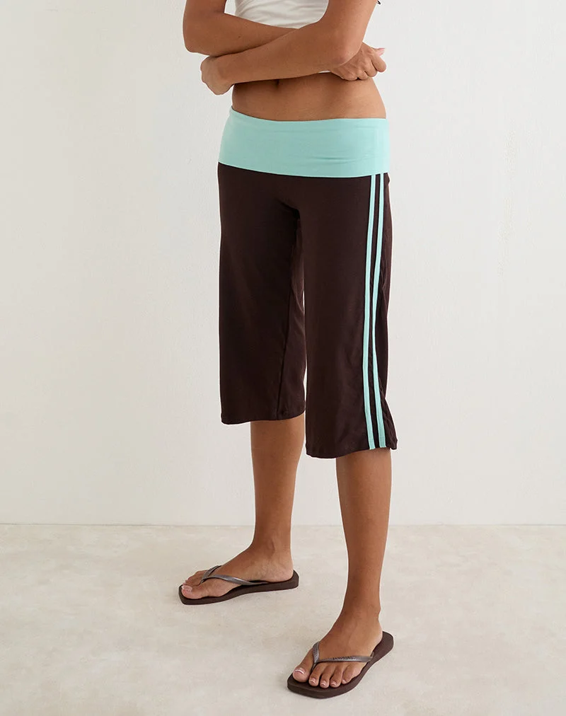 Pantalon Walter Capri, association de couleurs « chocolat amer » et « aqua »