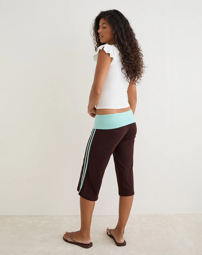 Pantalon Walter Capri, association de couleurs « chocolat amer » et « aqua »