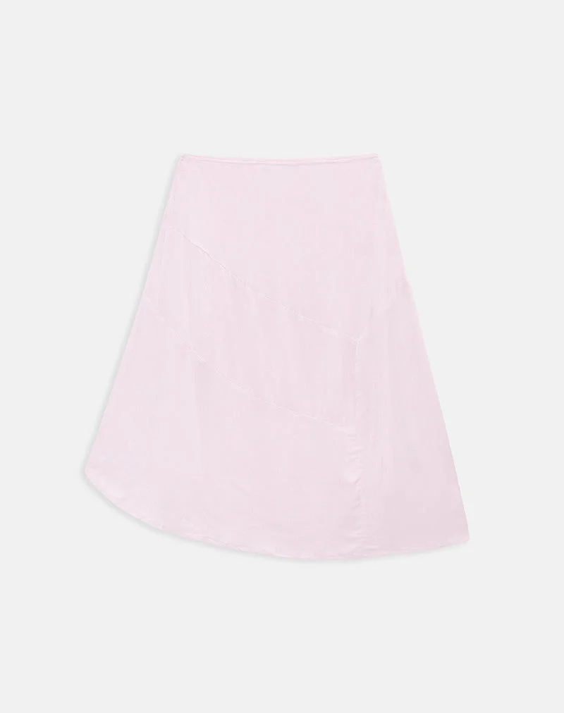 Jupe midi « Void » rose pâle froissé