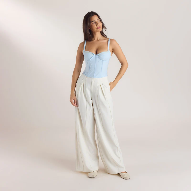 Pantalon Large à Plis - Écru