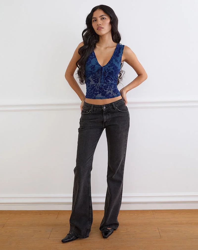 Haut Libura, motif « Midnight Leaf Flock » bleu marine