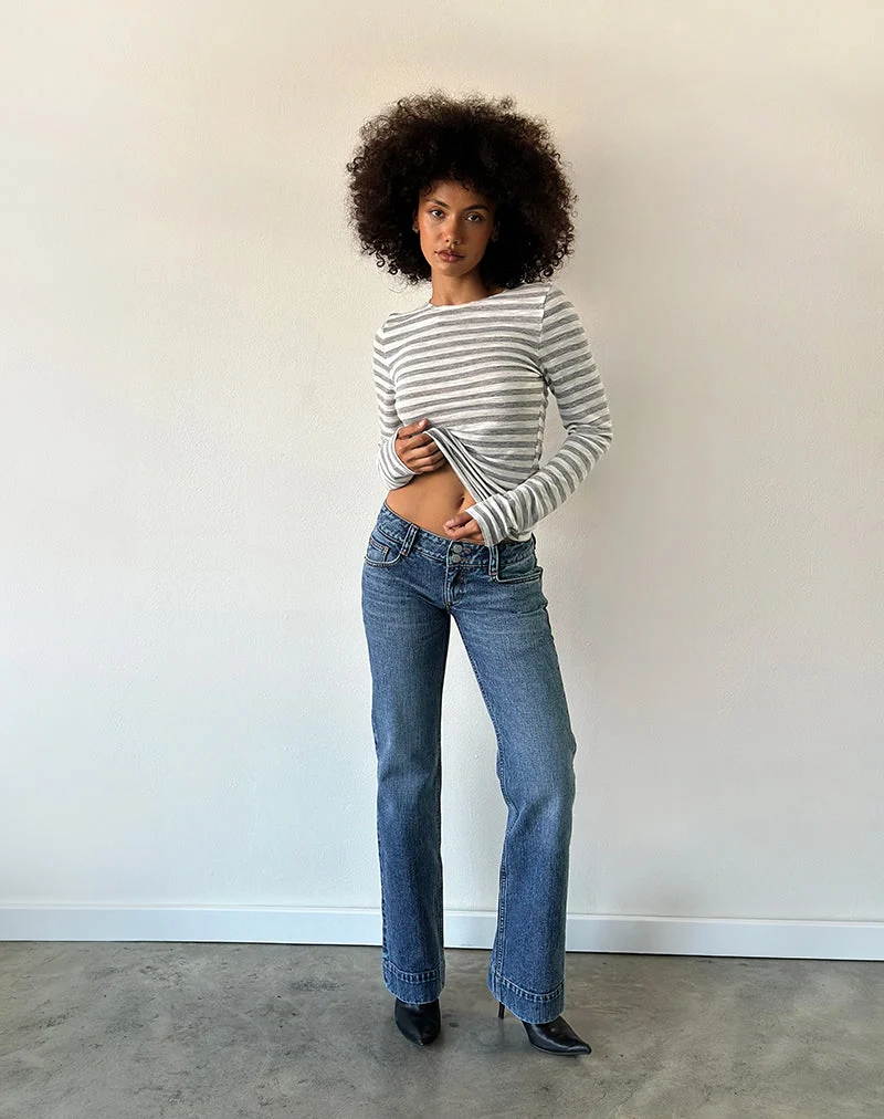 Jean bootcut taille basse, bleu océan