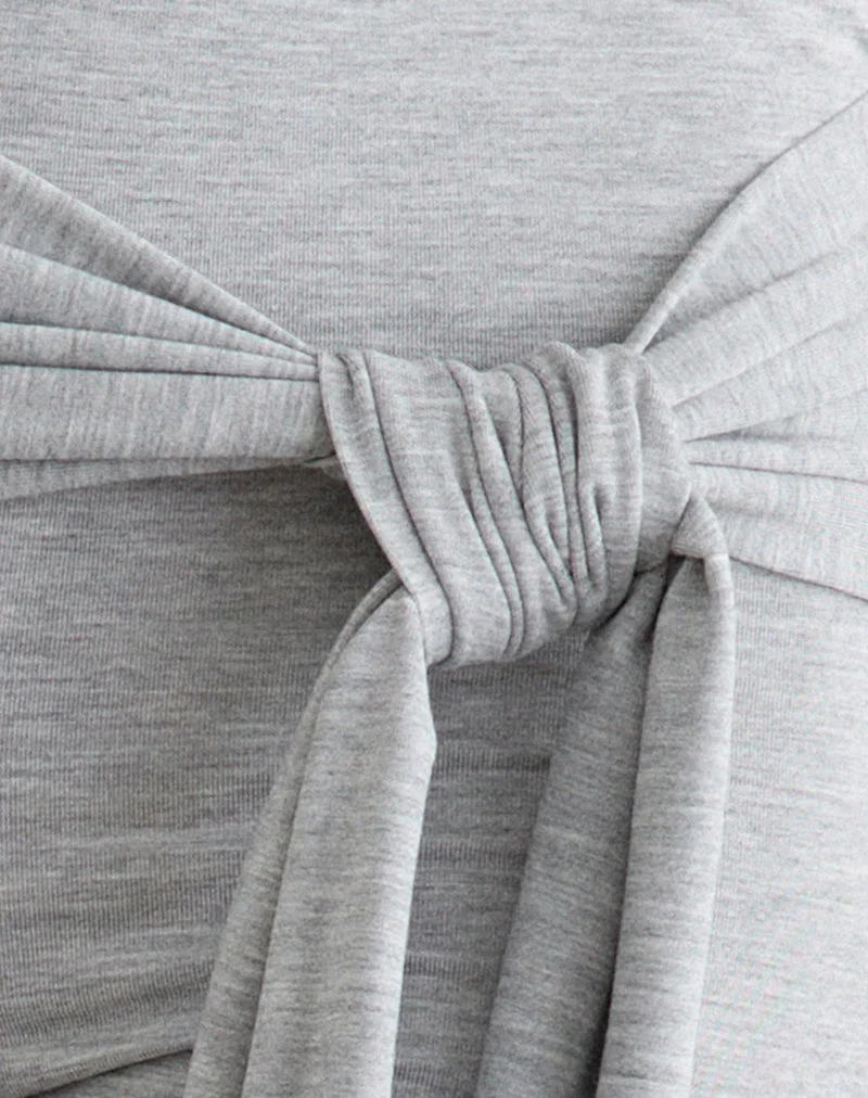 Pantalon capri Effy à nouer sur les côtés, en cupro gris chiné
