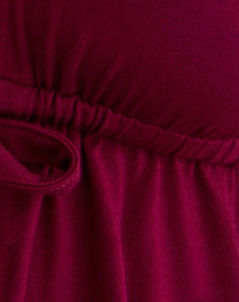 Haut dos nu à nouer devant Ylva en jersey de rayonne bordeaux