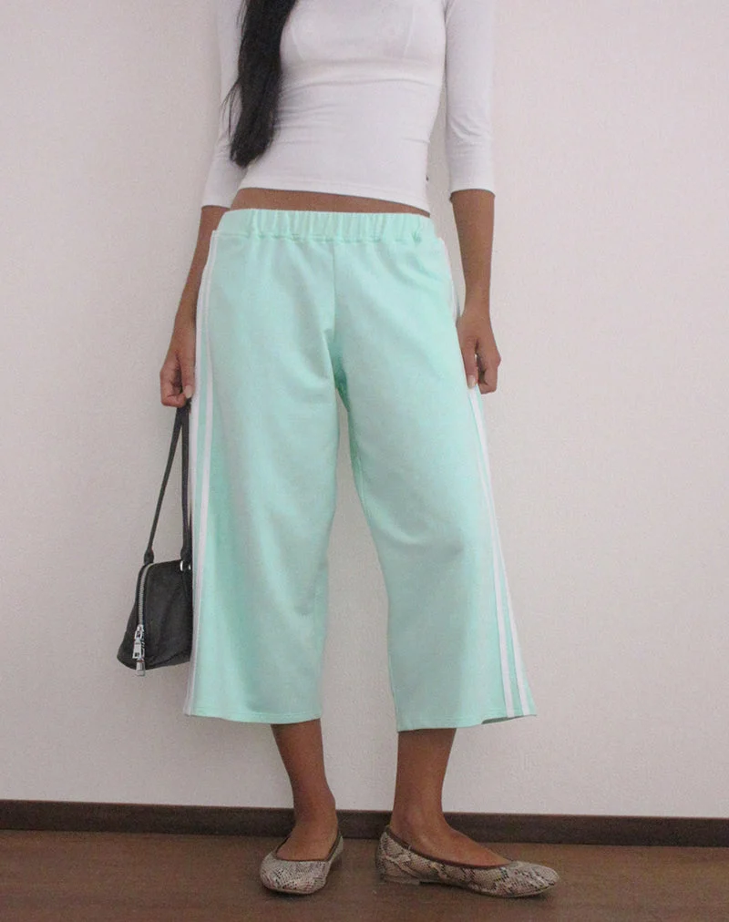 Pantalon capri Wamino couleur aqua à rayures blanches
