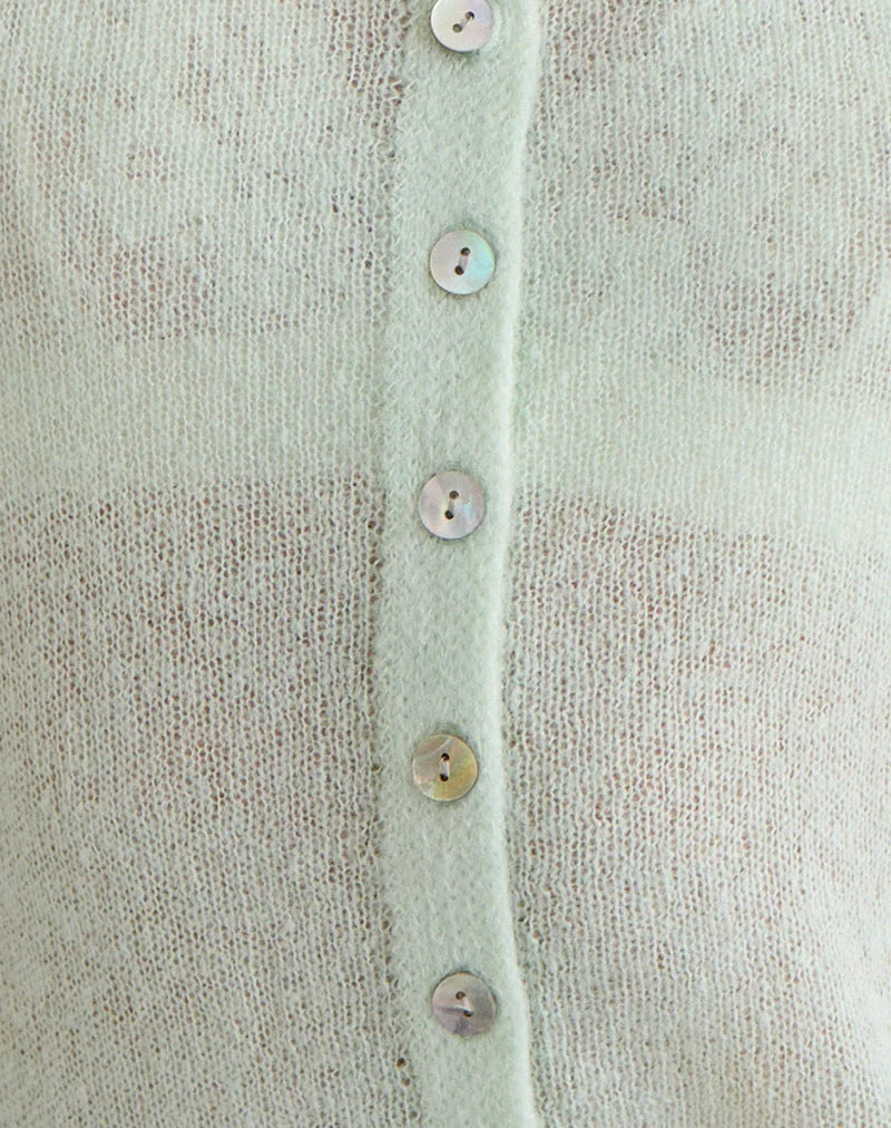 Haut à manches longues Sartini en maille transparente couleur menthe