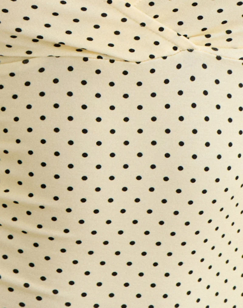 Haut croisé Lobos, couleur jaune beurre, à micro-pois