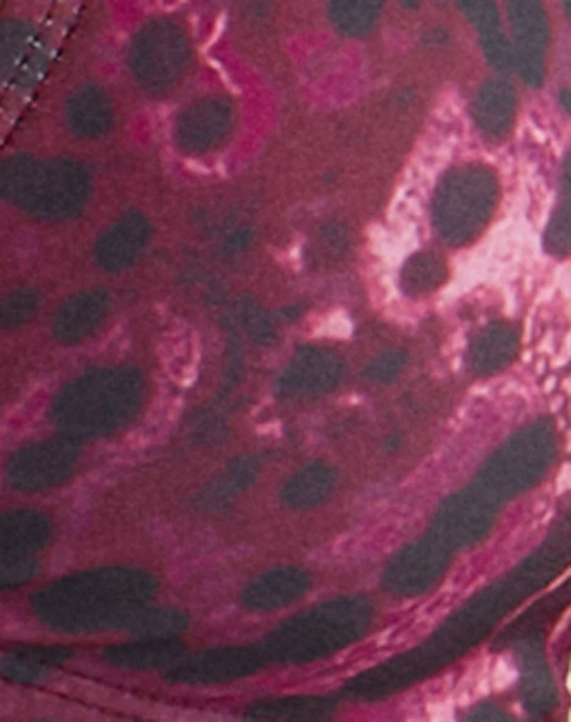 Haut de bikini Pirama en hibiscus paisley rose foncé avec perles