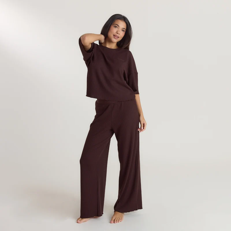 Pantalon de Pyjama Soft Waffle - Chocolat Noir
