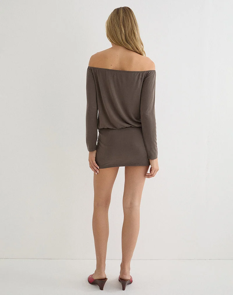 Mini-robe Julitte en cupro marron foncé