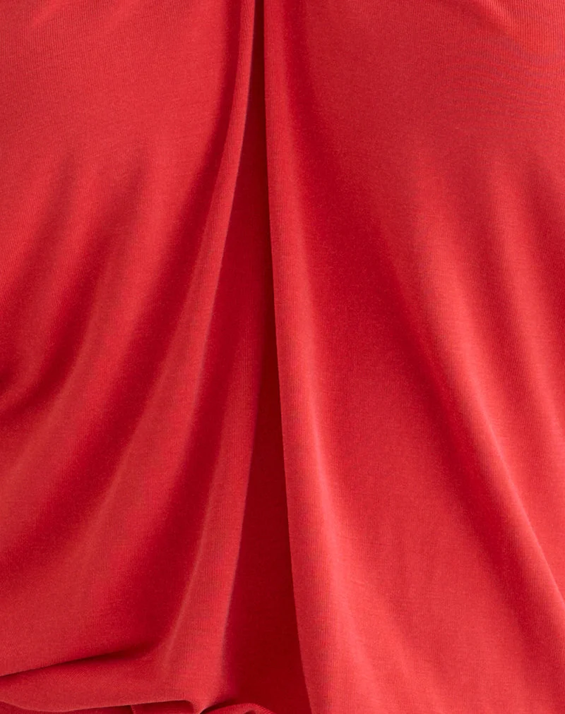 Halter-top Ballerie en cupro rouge