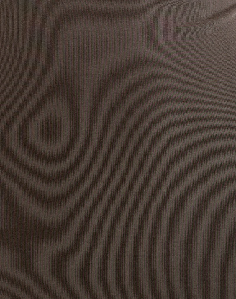Robe longue décolletée Sanyu en cupro, marron foncé