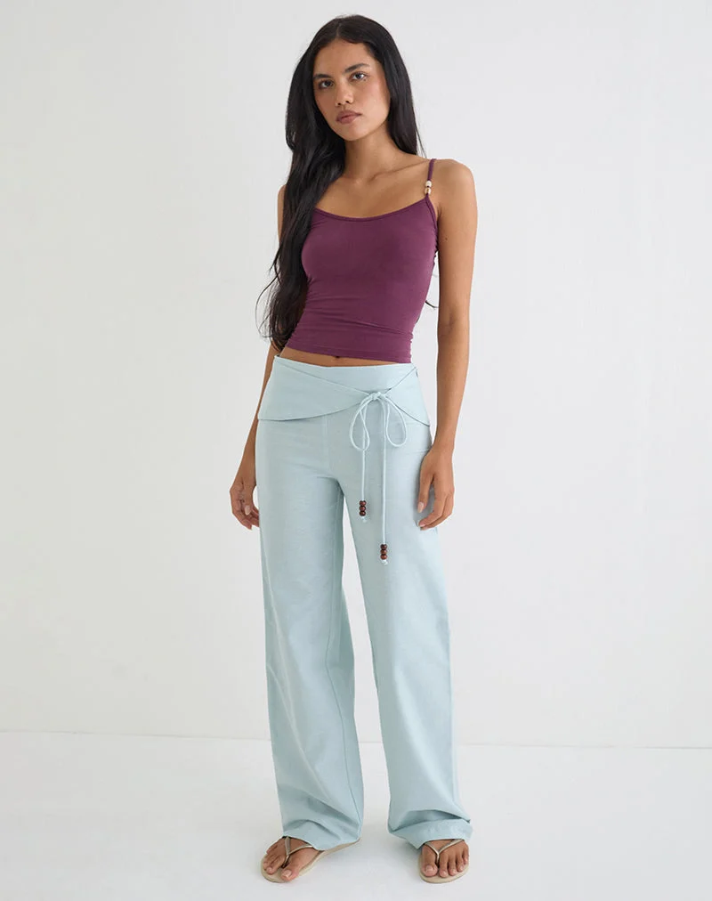 Pantalon Cursa en lin bleu acier avec ceinture