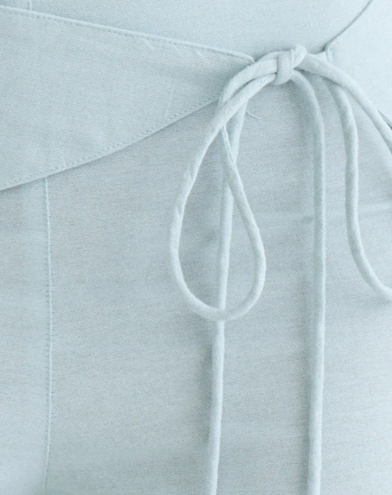 Pantalon Cursa en lin bleu acier avec ceinture