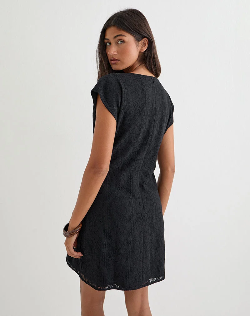 Mini-robe Yenna à décolleté plongeant en dentelle florale noire