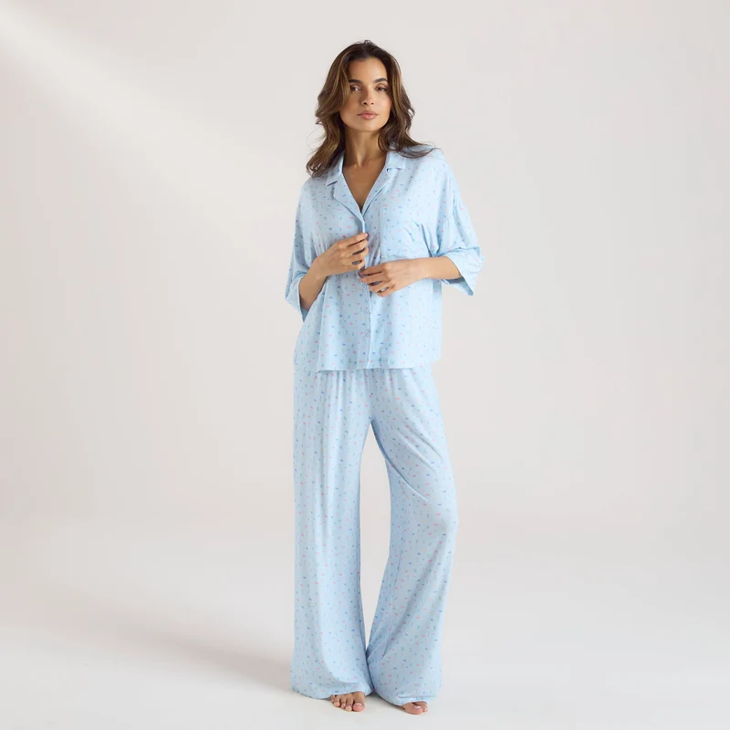 Pantalon de Pyjama en Modal - Bleu Floral