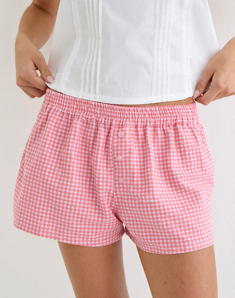 Boxer East, motif mini-vichy couleur pêche