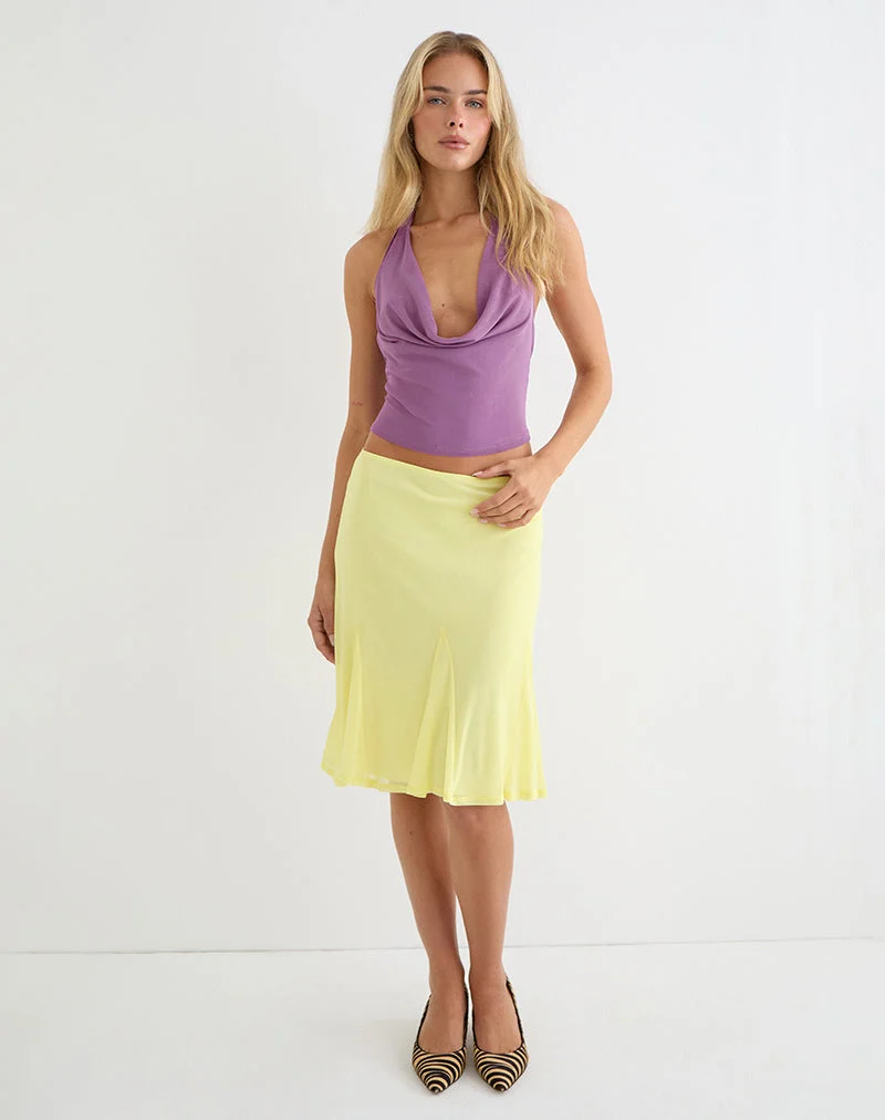 Jupe midi Suhuira en maille jaune