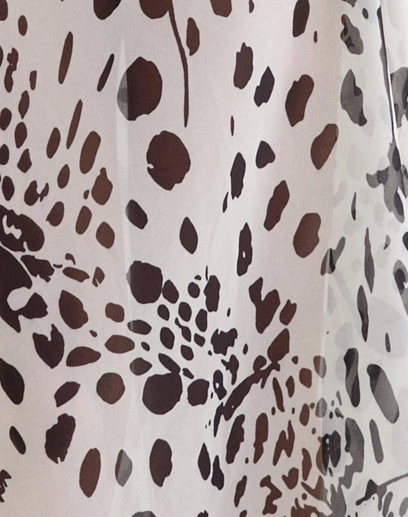 Jupe longue Sorena, motif « peau de dalmatien » transparent, noir et ivoire