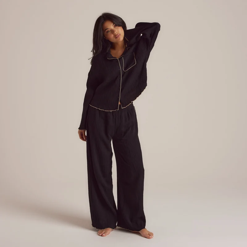 Pantalon de Pyjama Crinkle - Noir