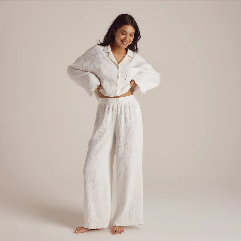 Pantalon de Pyjama Crinkle - Blanc