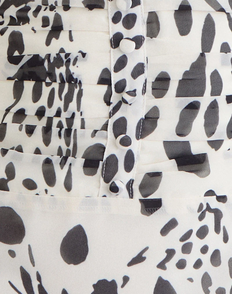 Mini-robe Ridisha à motif dalmatien noir et ivoire