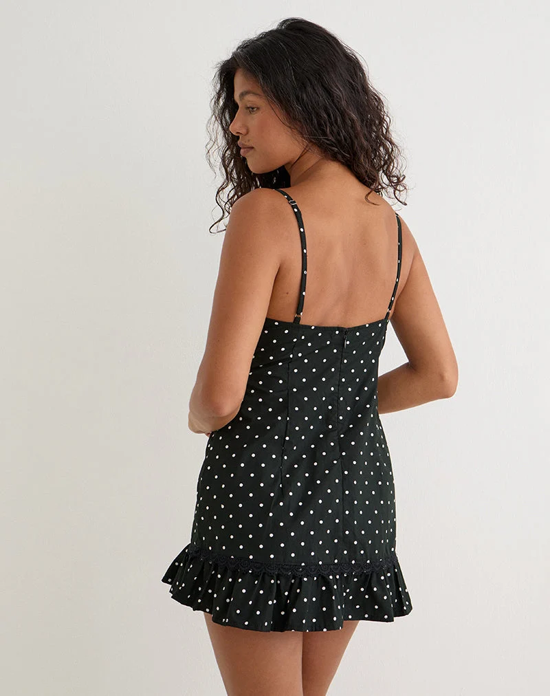 Mini-robe Tavita à pois noirs unis
