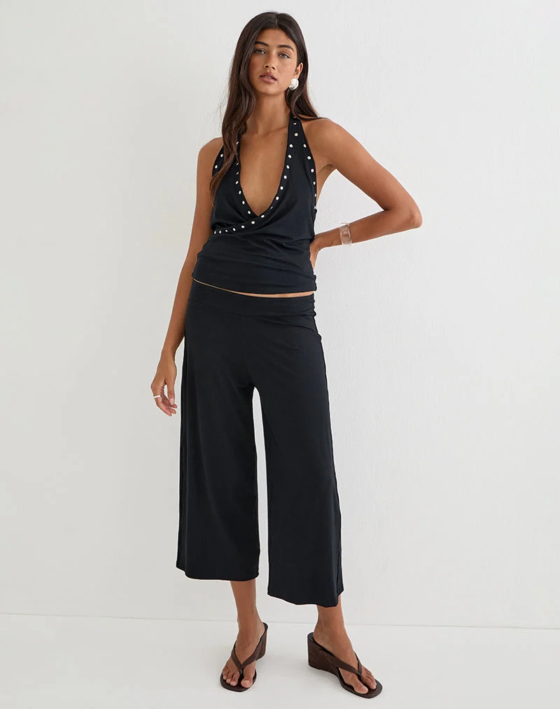 Pantalon Ano Capri en jersey de rayonne, noir